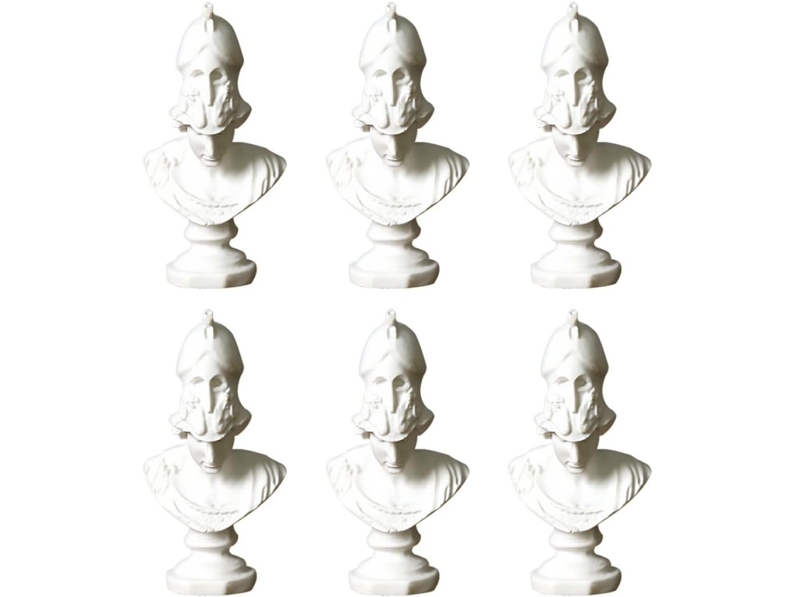 Conjunto 6 Esculturas Decorativas Deusa Atena Resina Branca Ornamentos Artesanais Qualidade Decoração GOKOCO