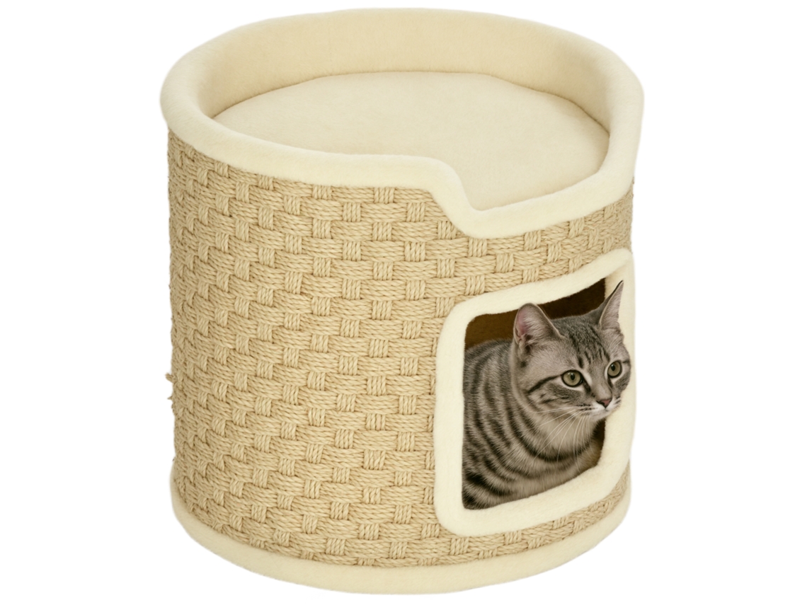 Arranhador para Gatos, Área de Brincadeiras e Relaxamento, Macia, Φ Cm,, Até 5 Kg 38 X 37h Bege Cáqui