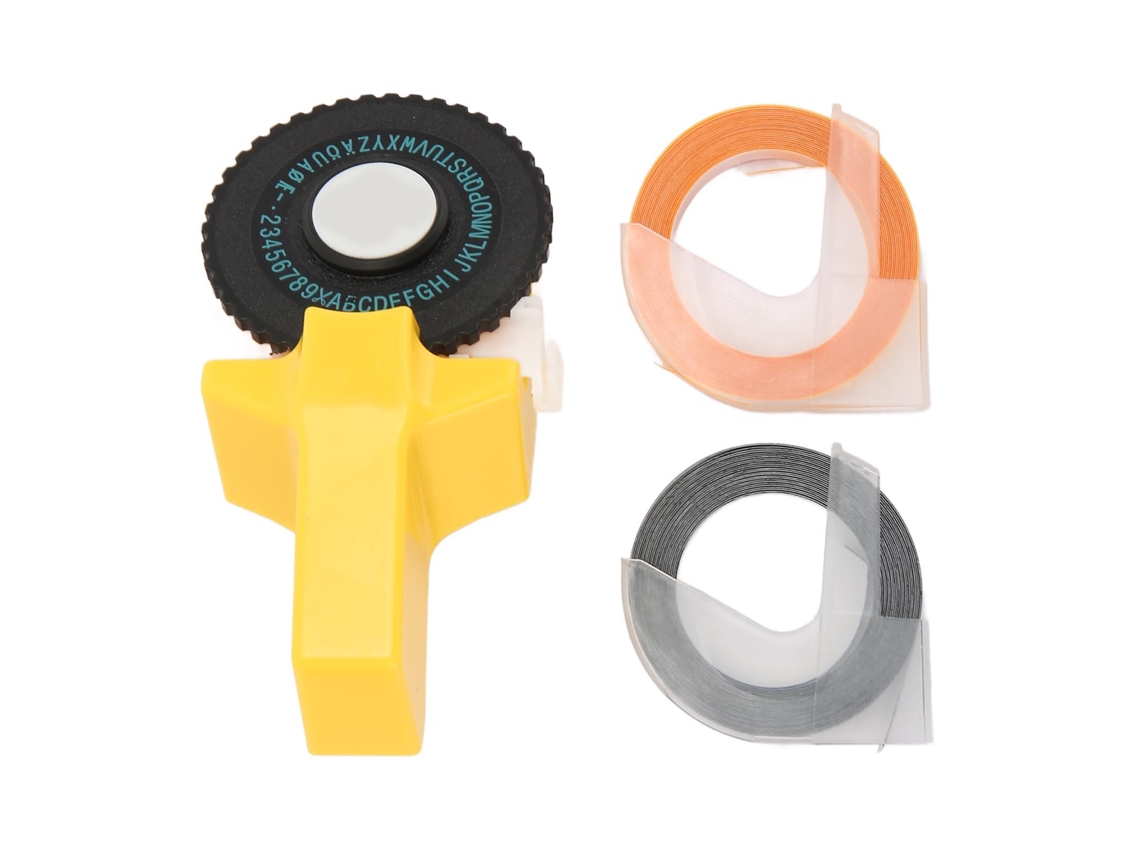 Máquina De Etiquetado Embosser Portátil Multipropósito Com 2 Rolos De Cinta Amarela Para Casa E Escritório