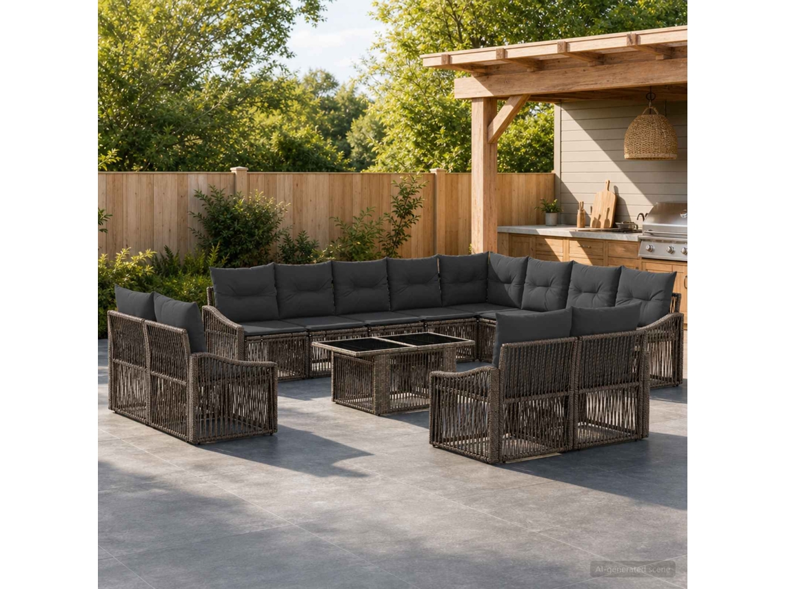 Vidaxl Conjunto De Sofá De Jardim 13 Unid. Cinza E Cinza Escuro