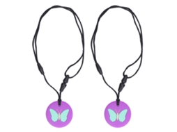 Primerox 2pcs Colar de Mastigação Silicone Seguro para Bebê Dentição Desenvolvimento Sensorial Roxo
