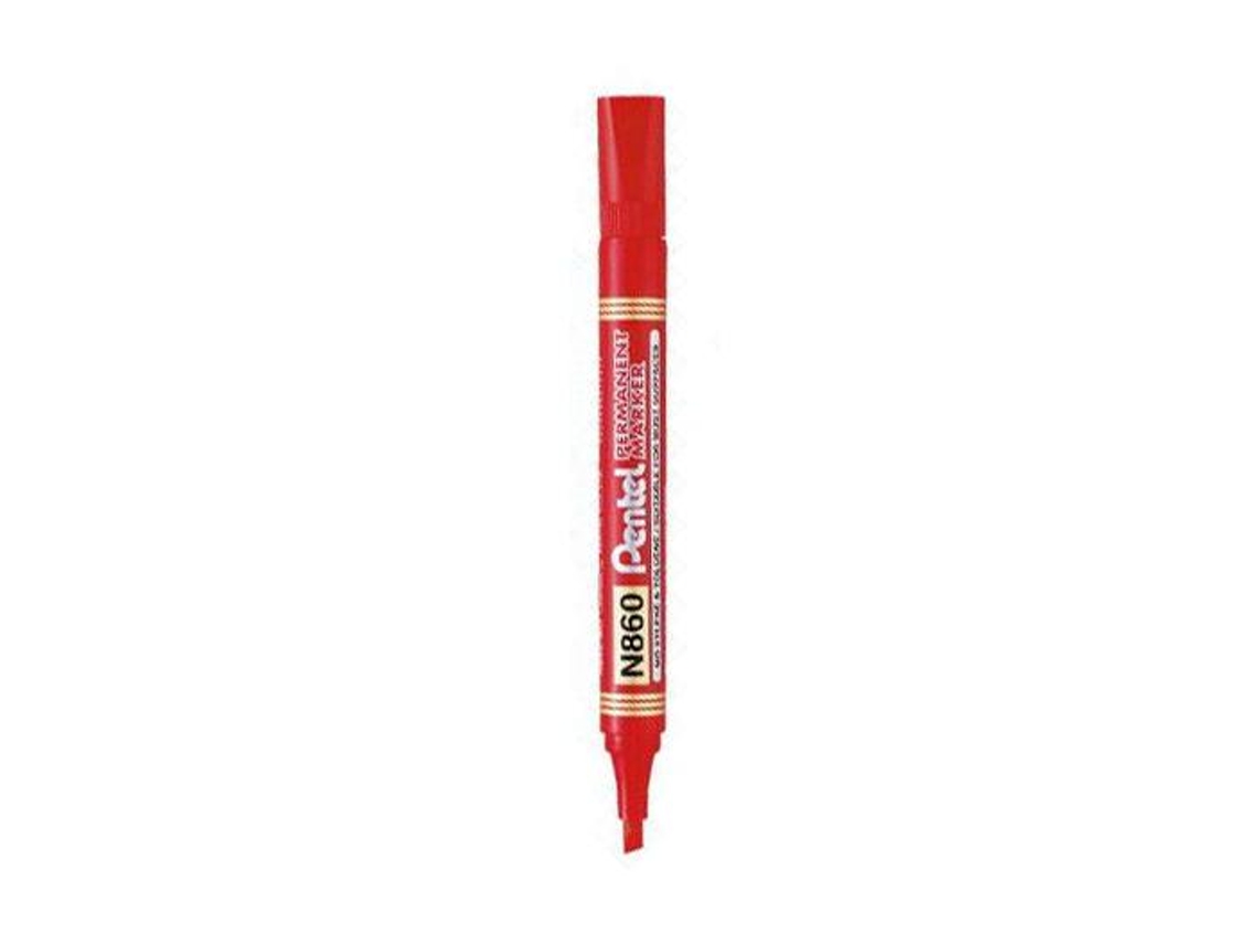 Marcador Pentel N860 Permanente Biselado Vermelho