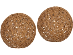 Conjunto De 2 Abajures De Vime Trançado, Luminárias Pendentes Decorativas Em Formato De Bola Para Teto