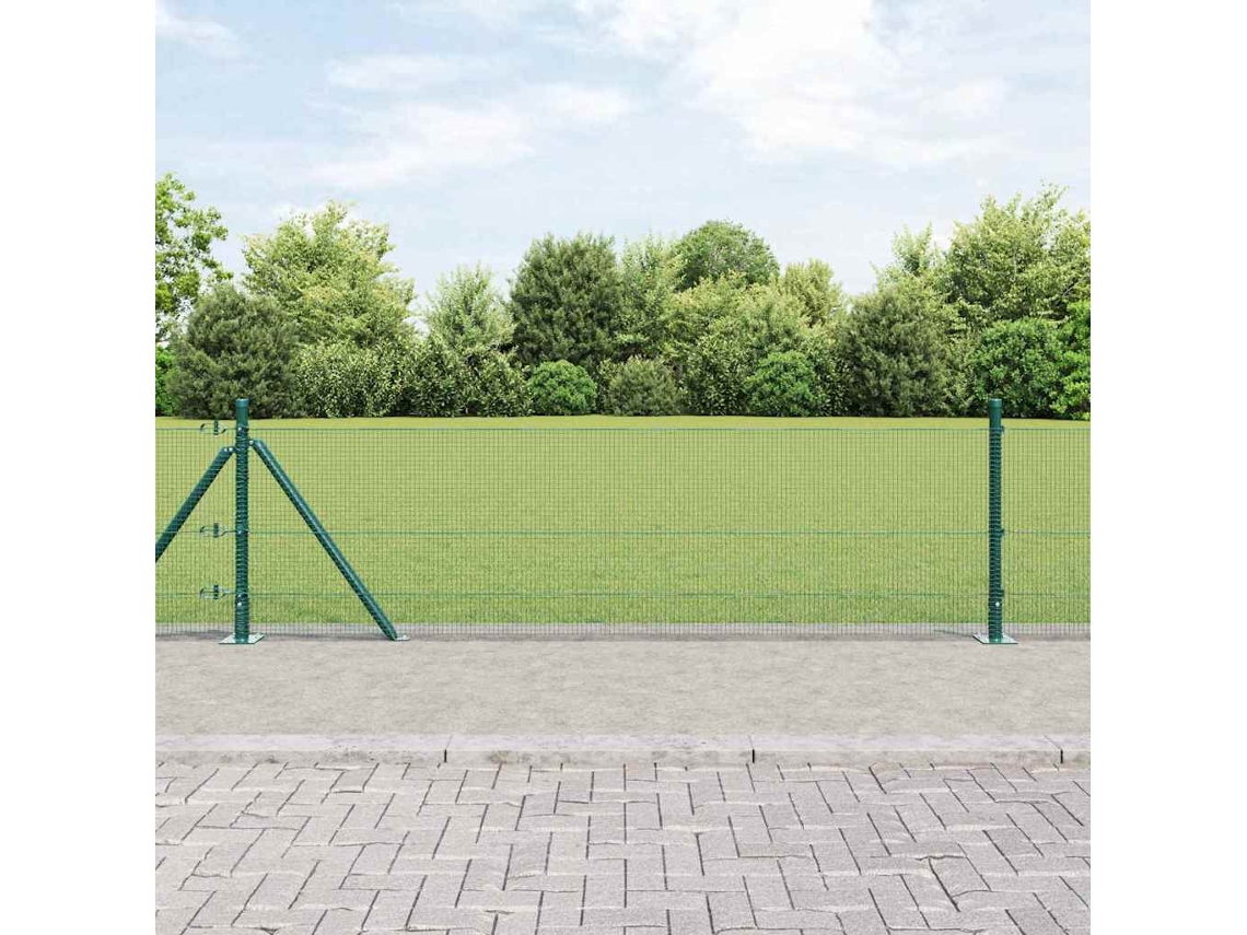 Vidaxl Cerca De Arame Soldado Com Base De Concreto 25 X 0,5 M Verde