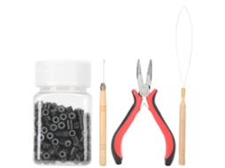 2026 kit de Ferramentas para Extensões de Cabelo de Silicone com 500 Anéis, Pinças e Agulhas