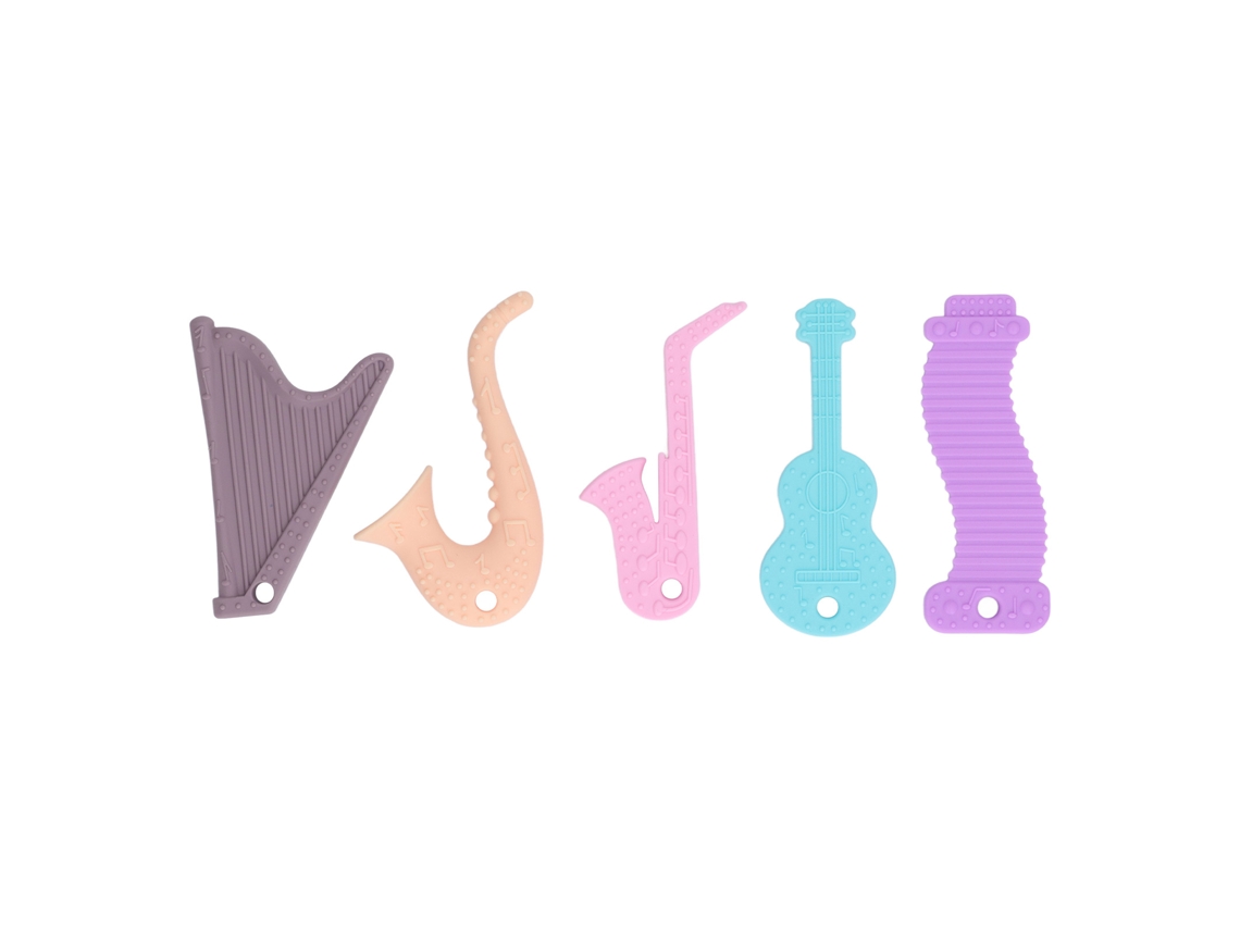Mali 5pcs Brinquedos de Dentição Silicone Grau Alimentar Forma Instrumento Educativo para Bebê