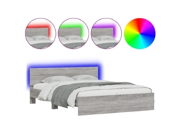 Estrutura Cama com Cabeceira e Luzes Led Cinzento Sonoma MAISON EXCLUSIVE (150x200 cm)