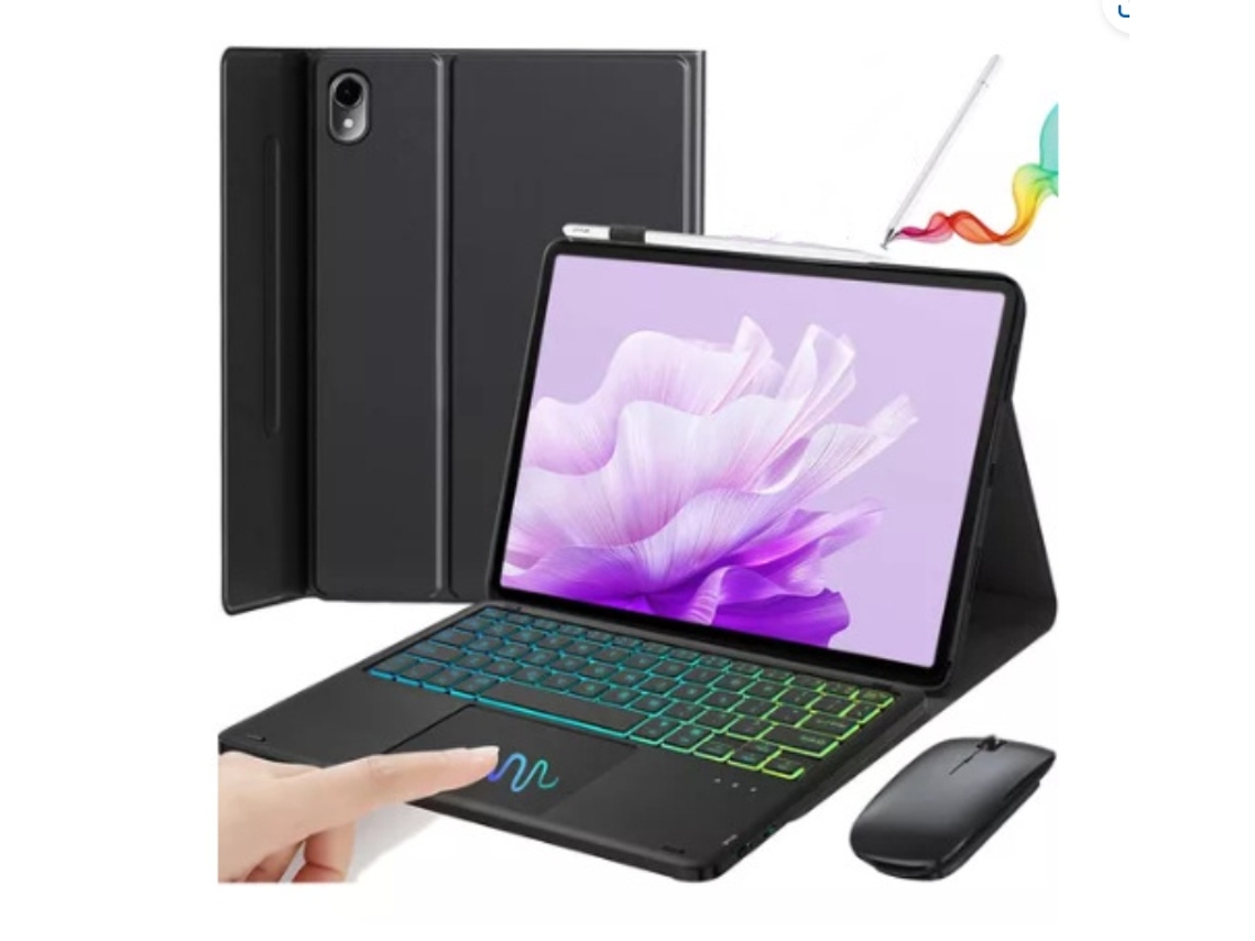 Lurelia Capa Com Teclado Bluetooth Para Honor Tablet V9 11.5 Com Retroiluminação Gradiente Com Touchpad E Caneta, Preto