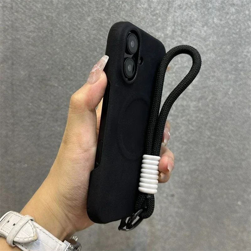 Capa Para Iphone 15 Plus (preta) Com Cordão, Moldura Magnética E Proteção Traseira.