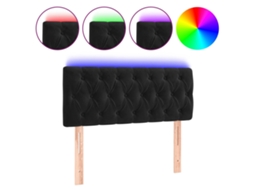 Led Headboard, Led Headboards Vidaxl Preto Veludo (90 X 7 X 78/88 Cm)
