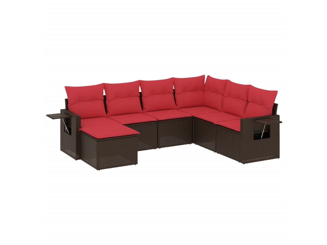 Conjunto de Sofá de Jardim, 7 Peças, Almofadas, Rattan Preto MAISON EXCLUSIVE