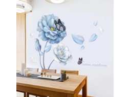 126*86 Cm Grande Fleur Bleue Adesivos Muraux Pour Salon Chambre Canapé Fond Papillon Vinyle Adesivo Mural Mural