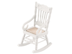 Mali poltrona de Balanço de Madeira Miniatura 1:12 para Casinha de Bonecas Decor Branco