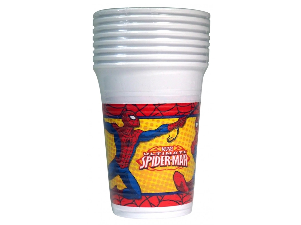 Copo De Festa Ultimate Spider Man Plast Tamanho Vermelho/azul/amarelo Aquaforge (pacote Com 8)