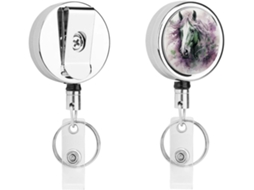 Porta Crachás Retrátil Em Metal Com Formato De Cavalo Verde, Clipes Resistentes Crachás, Chaveiro, Porta Cartões De