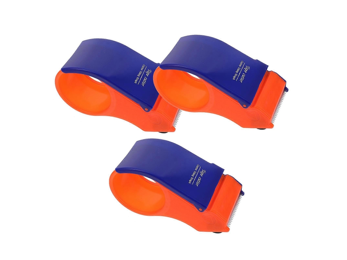 Dispensador De Fita Adesiva Para Embalagem, Pacote Com 3 Unidades, Ideal Supermercados, Formato Retangular 6cm, Solução Corte Emb