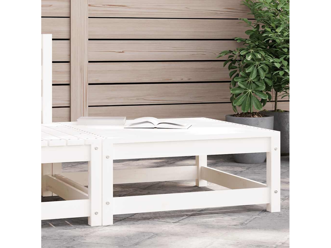 Vidaxl Apoio De Pés P/ Jardim 70x70x30 Cm Pinho Maciço Branco