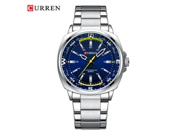 Relógio de Quartzo Masculino com Pulseira de Aço Inoxidável, Mostrador Quadrado Criativo Exclusivo. MDUG (azul Prateado)