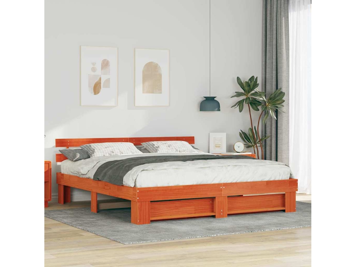 Vidaxl Estrutura Da Cama Com Cabeceira Castanho 180 X 200 Cm