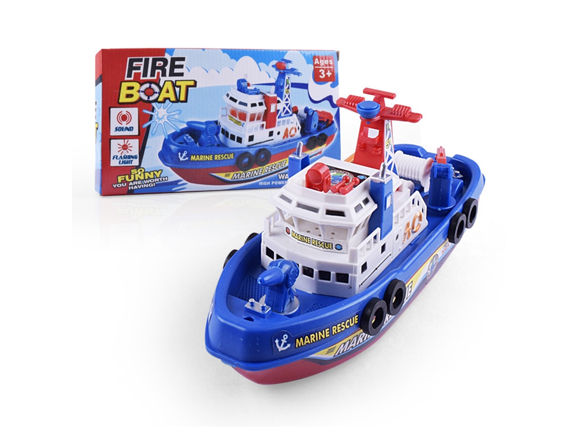Walshlxq barco de Brinquedo Elétrico para Crianças com Luz, Música e Jato de Água Modelo de Bombeiro Marítimo
