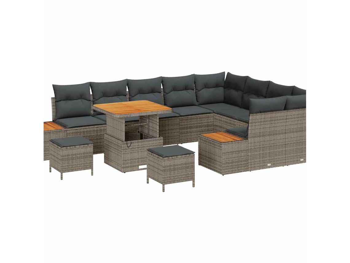 Maison Exclusive - Conjunto De Sofá De Jardim 12 Pcs Cinzeto Rattan Sintético