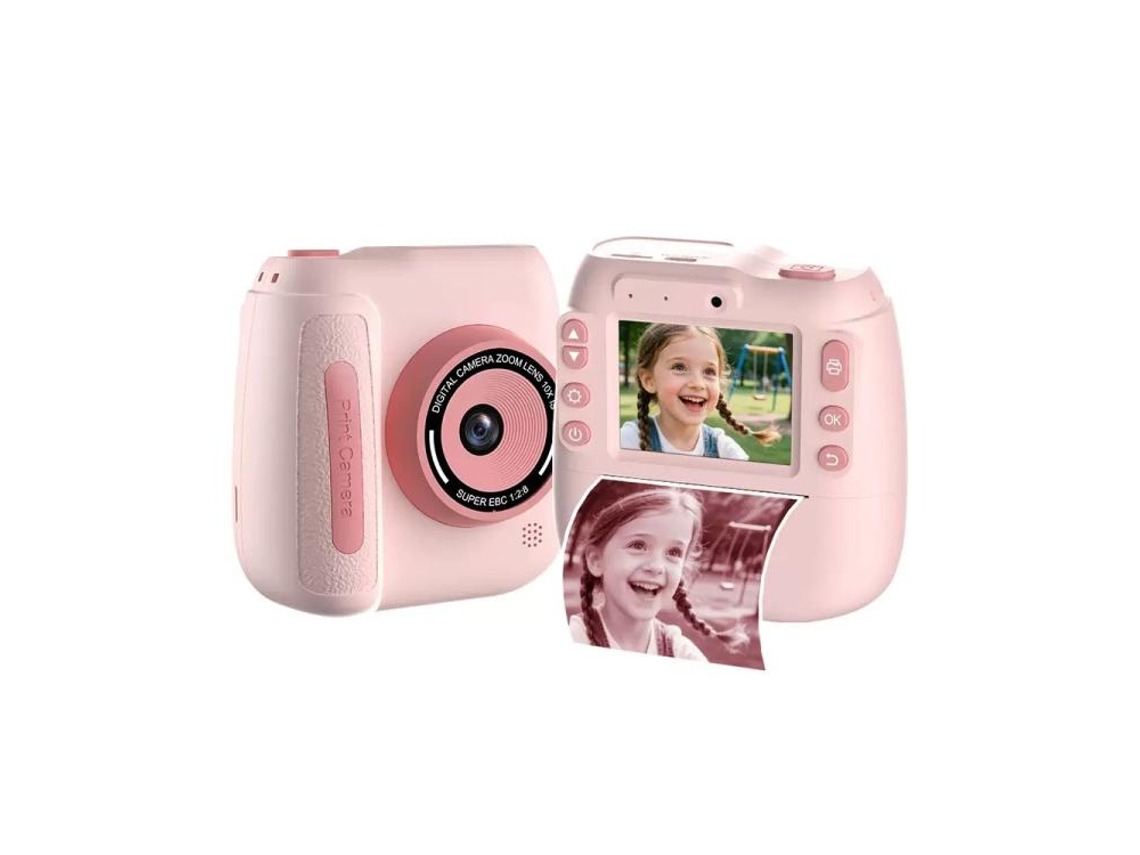 (rosa) Câmera Digital Instantânea Com Câmeras Frontal E Traseira Duplas, Câmera Nítida E Compacta.