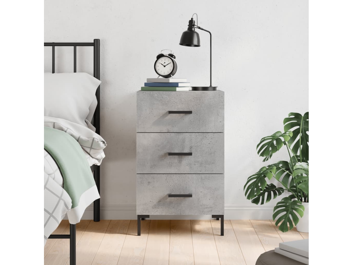 Vidaxl Mesa De Cabeceira 40x40x66 Cm Derivados Madeira Cinza Cimento