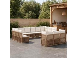 Vidaxl Conjunto De Sofá De Jardim 13 Unid. Bege Vime Pe