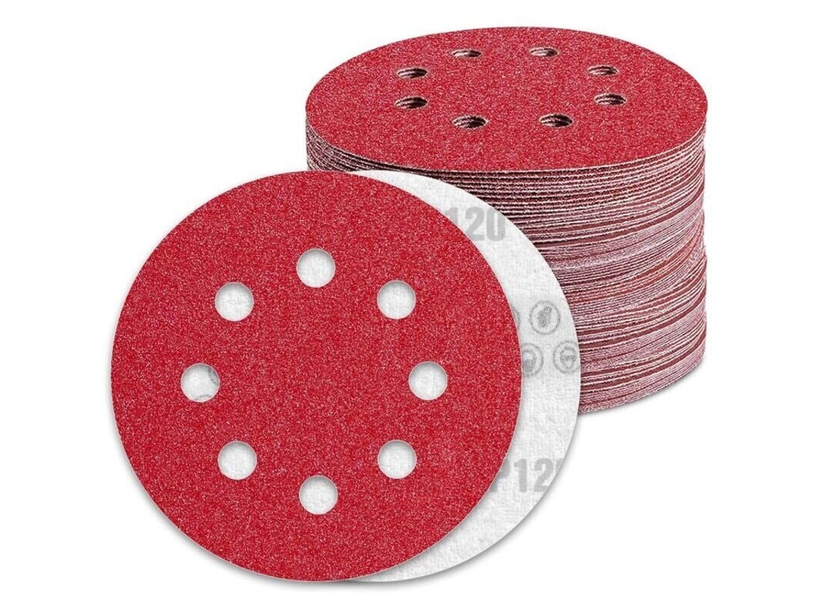 Lixa De 125 Mm, Grão 120, 100 Peças, Placa De Lixa De 8 Furos Para Lixadeira Excêntrica, Debuns Slowmoose