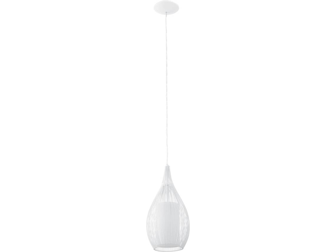Candeeiro Suspenso EGLO Razoni (Branco - E27 - 1 x 60 W - Aço e Vidro)