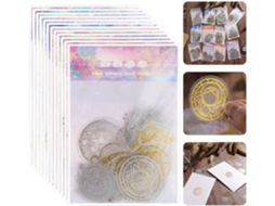 Adesivos Holográficos Dourados, Conjunto De Adesivos Pet, Decalques Decorativos Transparentes, Adesivos Brilhantes Para