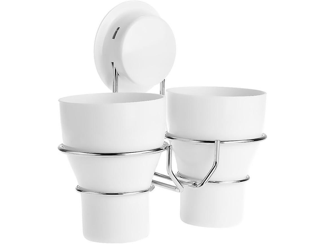 Suporte de parede para 2 canecas de escova de dentes com ventosa | AQUAFORGE