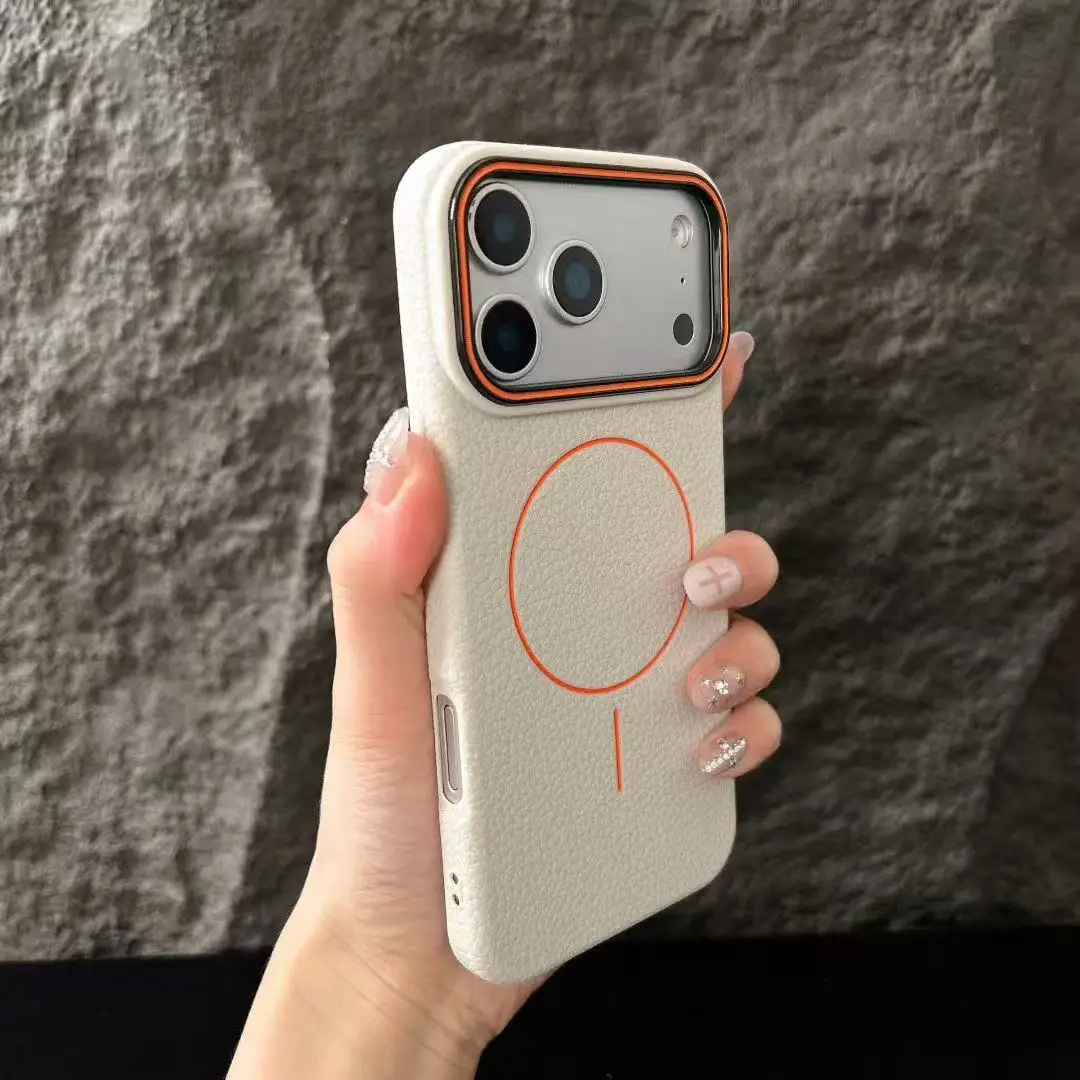 Capa Magnética Para Celular Com Textura Fosca De Lichia (iphone 15 Pro Branco), Em Tpu Macio.