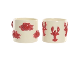 Plantador Home Esprit Vermelho Creme Cerâmica Mediterrâneo 16,5 X 16,5 X 13 Cm (2 Unidades)