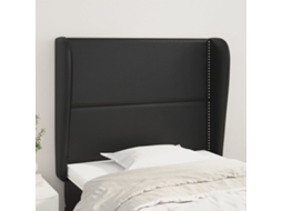 Vidaxl Cabeceira De Cama C/ Abas Couro Artif. 93x23x118/128 Cm Preto