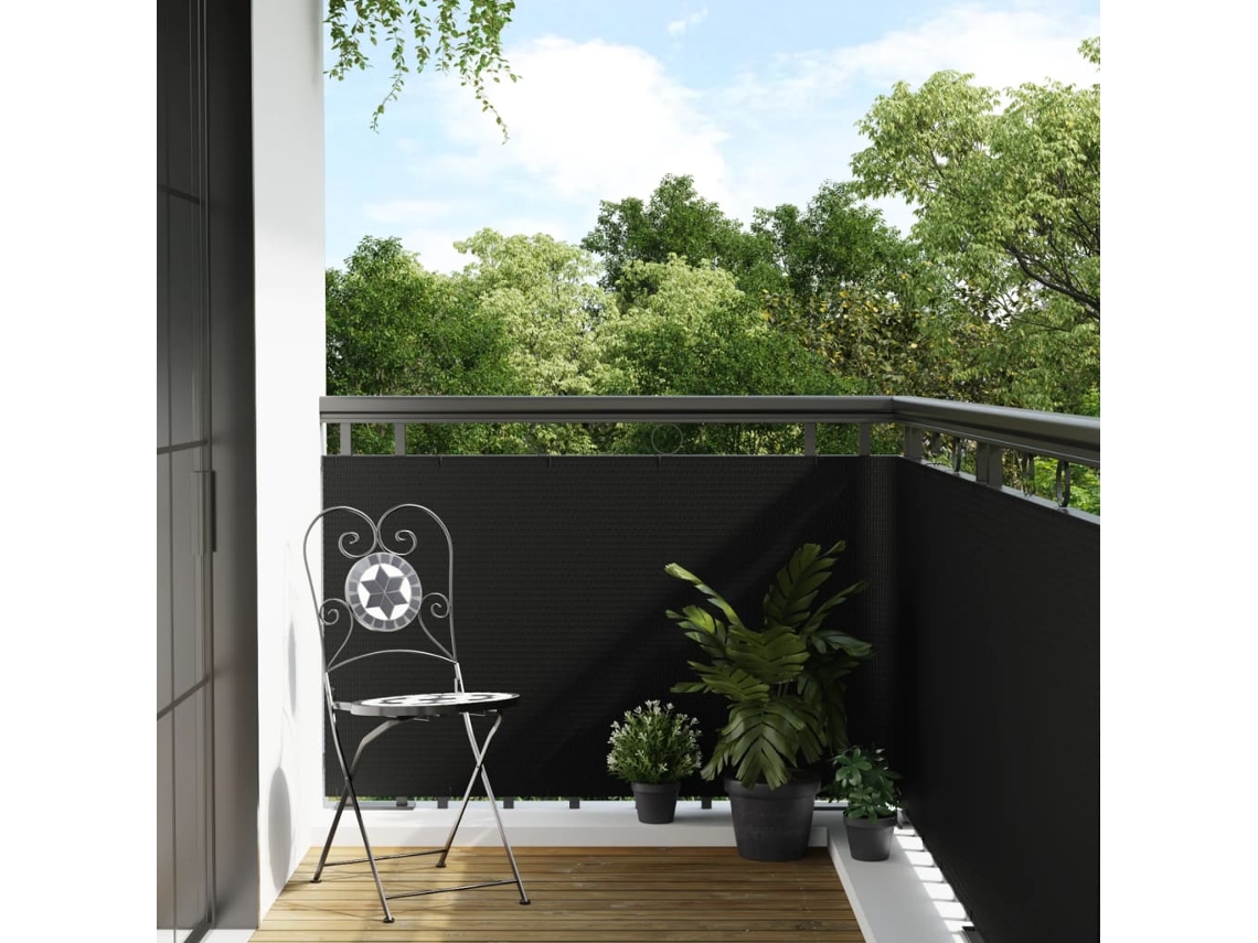 Vidaxl Tela De Varanda 400x90 Cm Vime Pe Preto