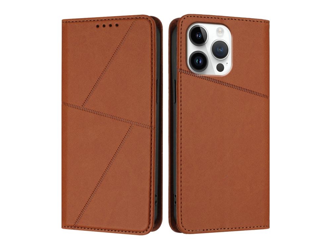 Capa De Couro Fosco Para Iphone 16 Pro Max - Flip Magnético