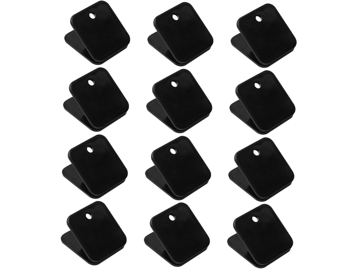 Conjunto de 40 prendedores plásticos reutilizáveis para decoração escolar, facilitando a organização da mesa e do material escolar. Prendedores transparentes.
