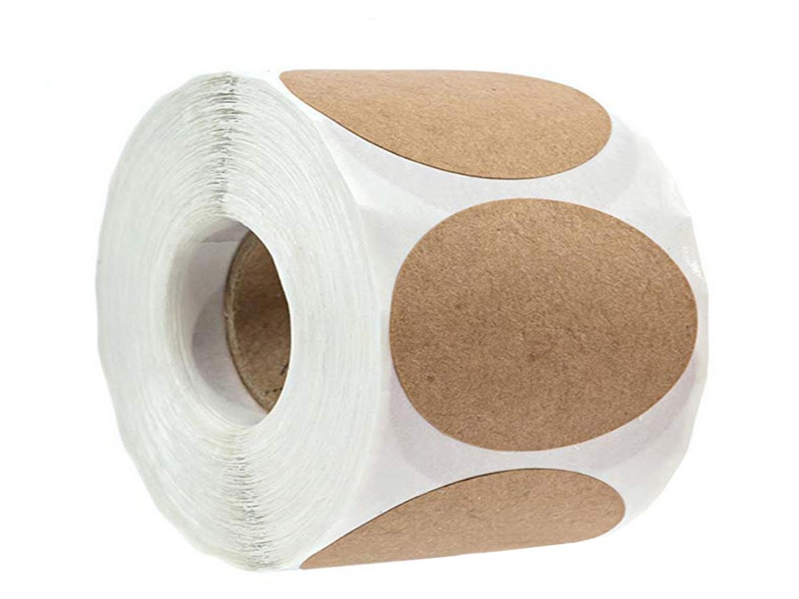 Etiquetas de papel Lurelia, 500 unidades, redondas, papel kraft, para embalagens e presentes.