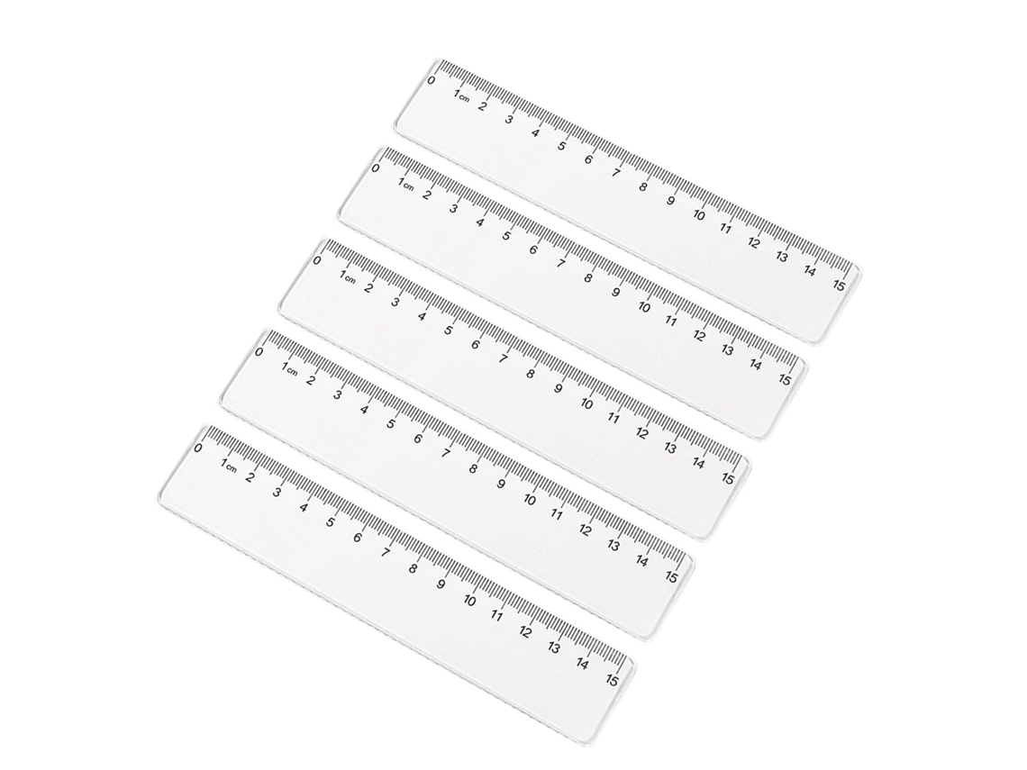 Régua De 15cm E 20cm, Ferramenta De Medição Reta E Transparente, Conjunto Para Ensino Fundamental, Material Escolar E De