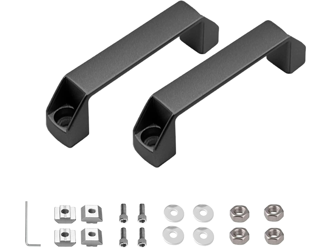 Conjunto de 2 alças de elevação em liga de alumínio para perfil de alumínio série 30, espaçamento entre furos de 120 mm, A