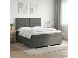 Vidaxl Cama Box Spring Com Colchão Cinzento-escuro 140 X 200 Cm Tecido