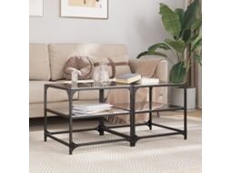 Vidaxl Mesas De Centro C/ Topo Em Vidro Preto 2 Pcs 50x50x45 Cm Aço