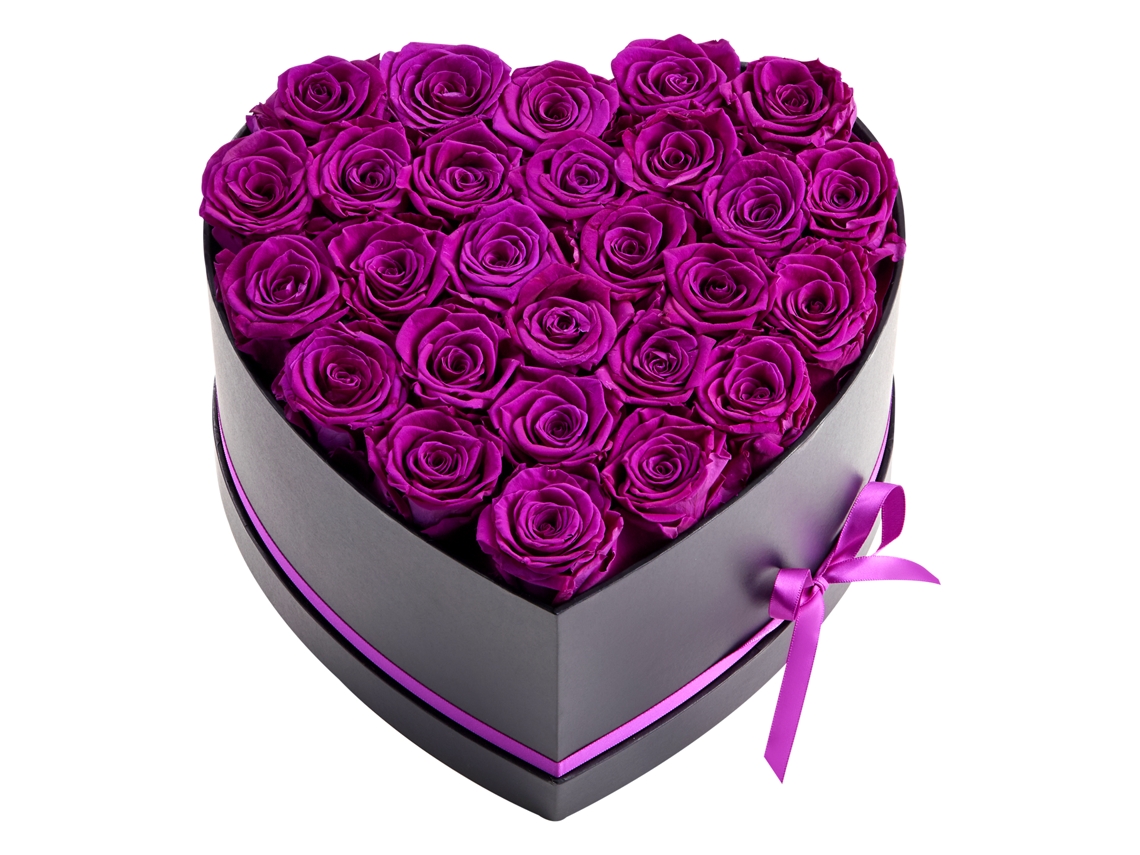 27 Rosas Eternas em Caixa com Formato de Coração, Ramo Flores Preservadas, para Esposa, Mãe, Parceiro, Casamento, Dia Das Mães, Dos Namorados, Natal