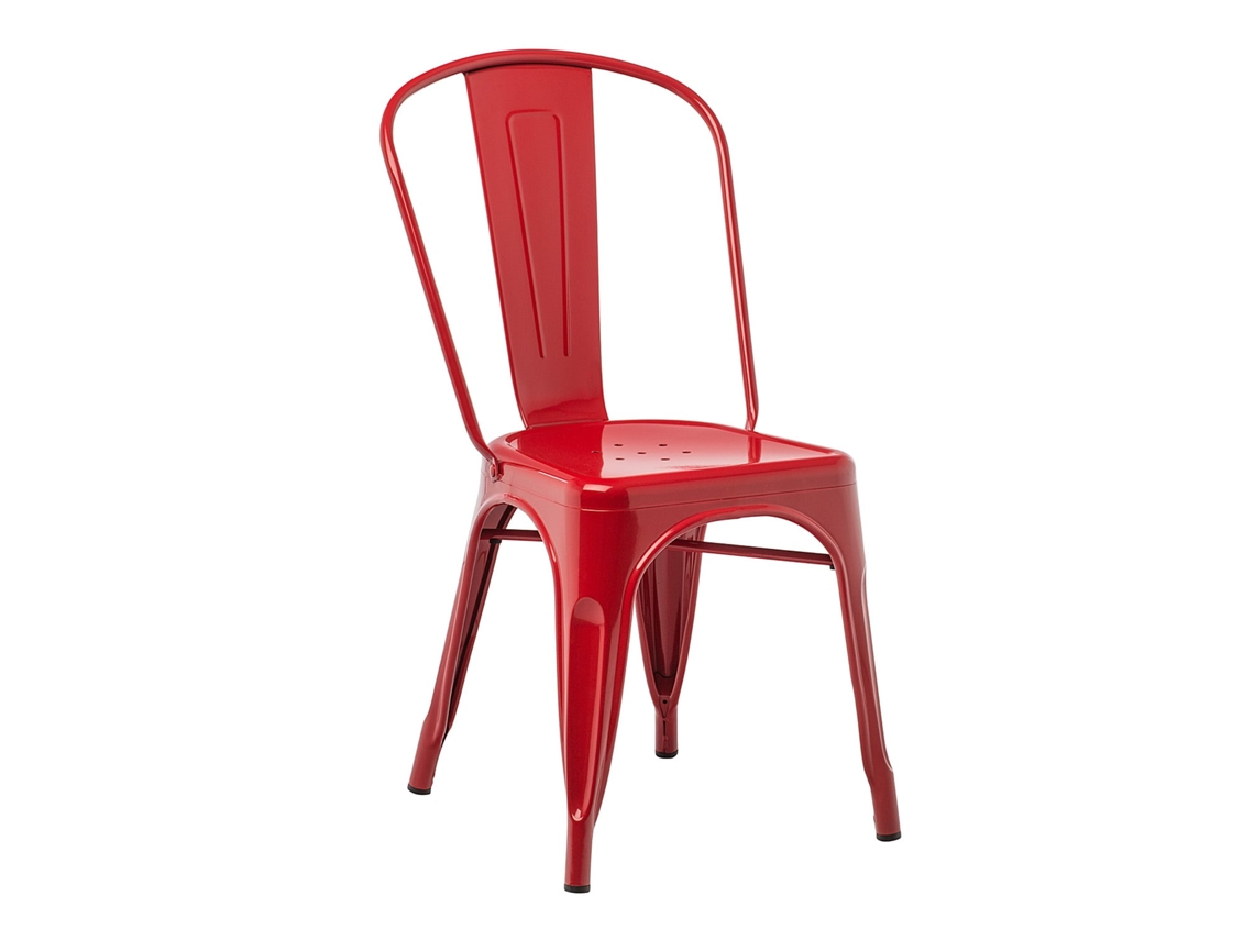 Pack De 4 Cadeiras De Jantar Empilháveis Lix Aço Vermelho Sklum
