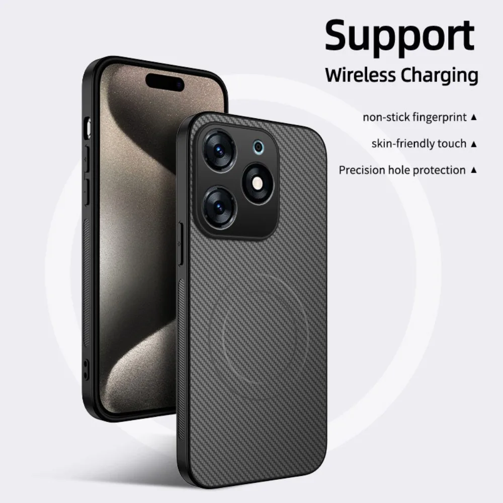 (cinza, Redmi Note 15 Pro) Capa De Telefone Com Textura De Fibra De Carbono, Suporta Carregamento Sem Fio Por Sucção Magnética