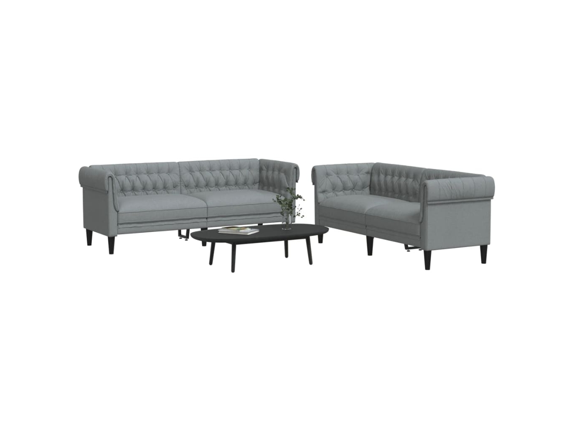 Vidaxl 2 Pcs Conjunto De Sofás Tecido Cinzento-claro