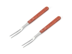Tenedor de carne de aço inox com cabo de madeira, 33cm Marca
