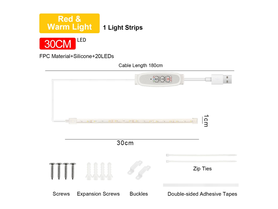 Fita de Luz Led para Crescimento Vegetal Indoor com Ciclo Inteligente 24h e Brilho Ajustável Usb Plug And Play | S/MARCA