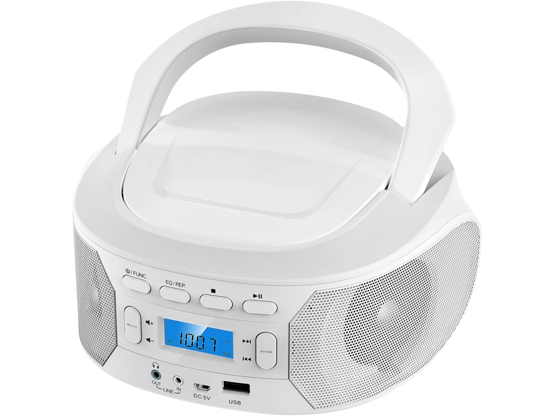 Leitor Cd Portátil Vbestlife Com Carregamento Superior, Bluetooth, De Mp3 Usb, Rádio Fm Com Vários Modos De